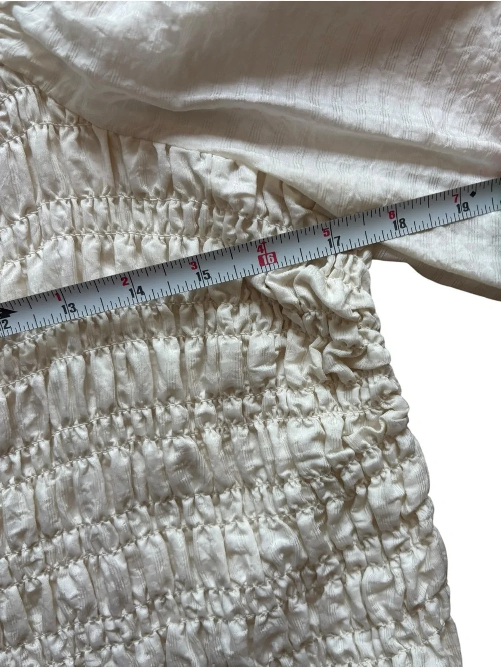 Old Navy XL Cream Smocked Puff Sleeve Square Neck Blouse Top Ivory Women Creme